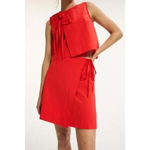 BONDI BORN Red Avila Wrap Mini Skirt Size 1 with Stains